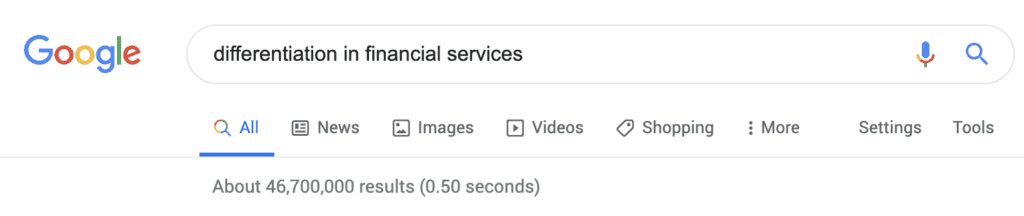 google search differentiation financial services