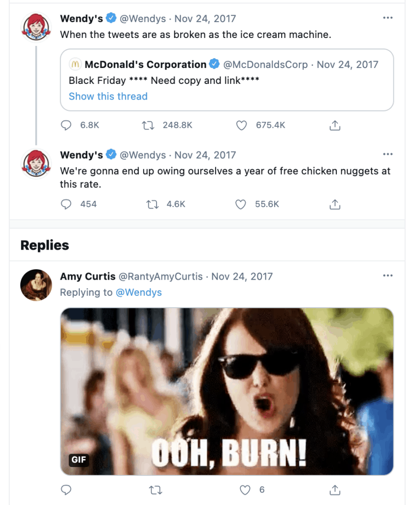 image from Wendy's social media content to show how to win at content marketing