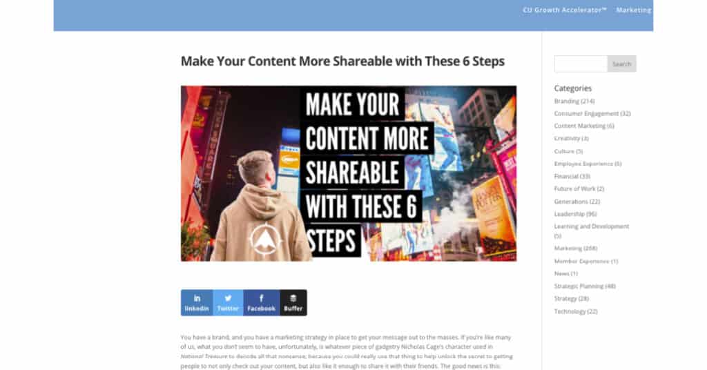 screenshot of On The Mark Strategies blog post that shares examples relevant to how your organization can write email newsletters that people want to read