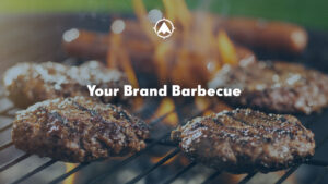The blog title about bank and credit union brand over an image of burgers on a grill.