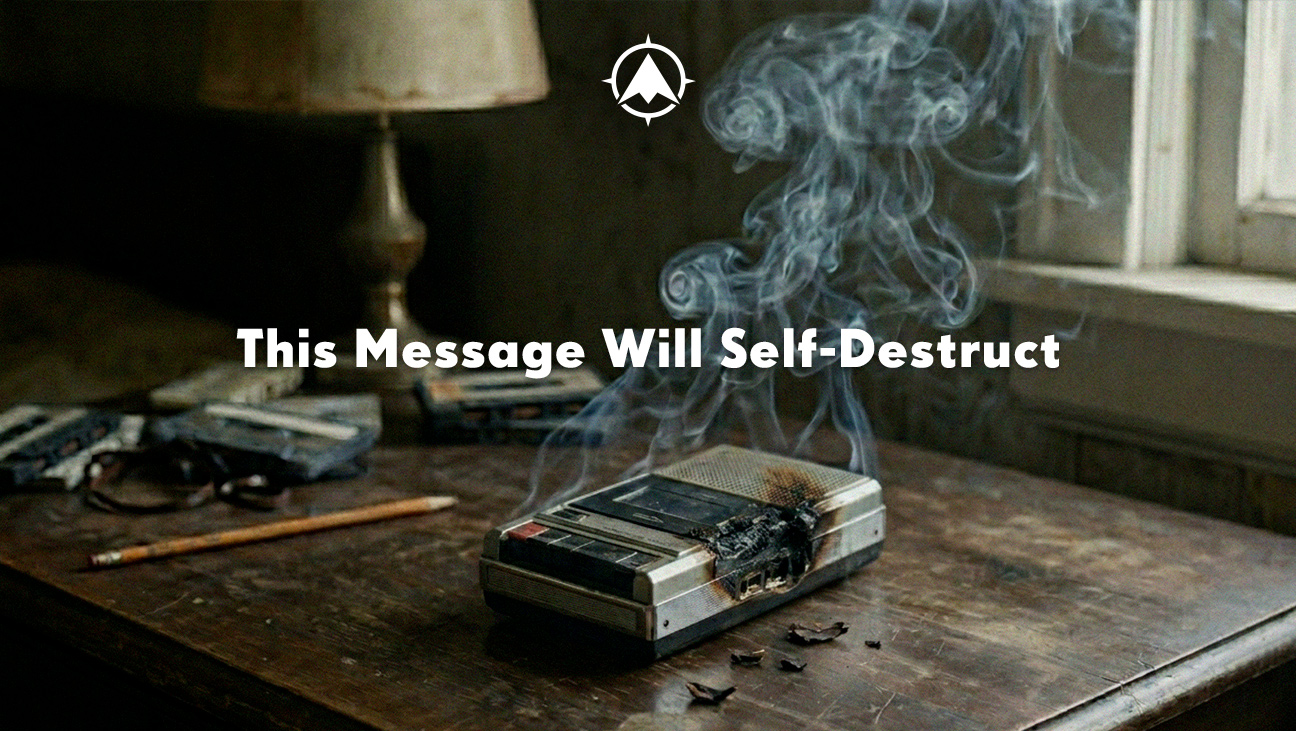 The blog post title about self-destructive brand messaging from major brands and how a credit union marketing assessment can help avoid those flops over an image of a tape recorder smoking from a burn mark.